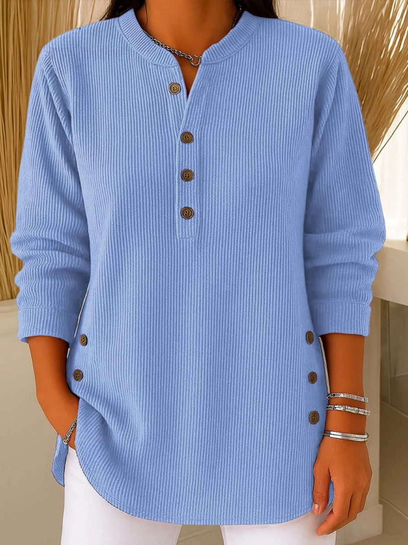 Henley Tuniek met Knopen - Hemelsblauw