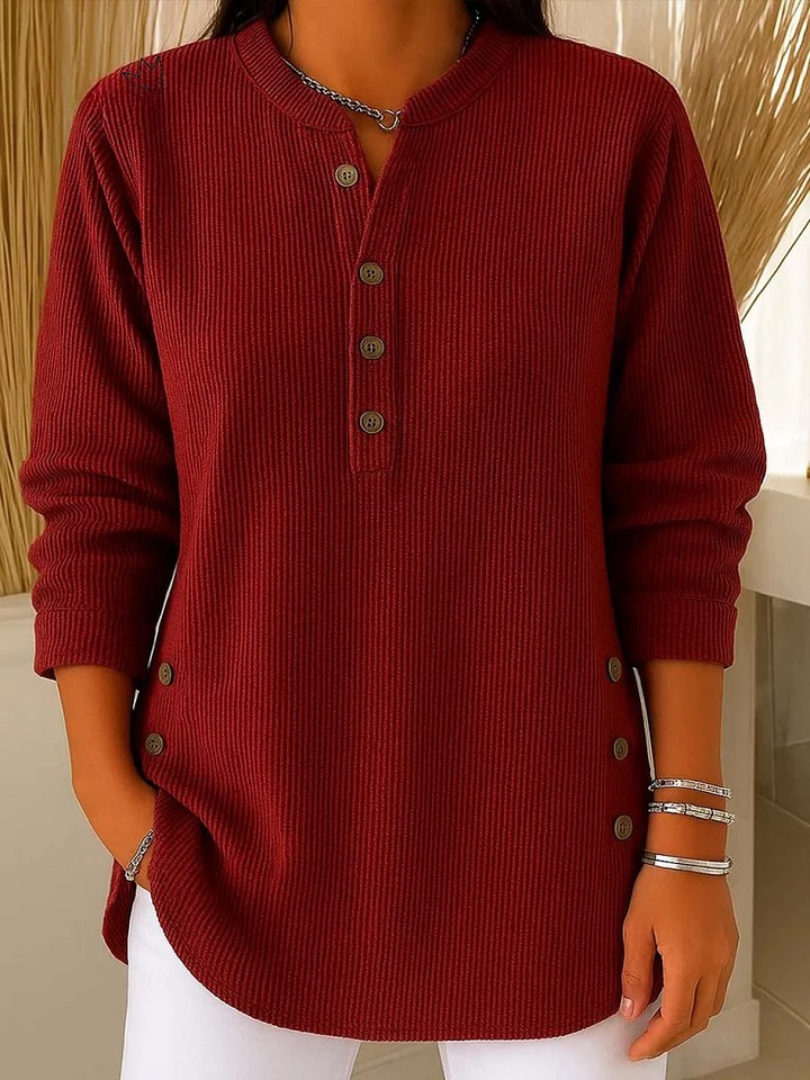 Henley Tuniek met Knopen - Bordeauxrood