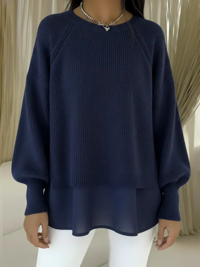 Trui met Laagjeseffect - Marineblauw