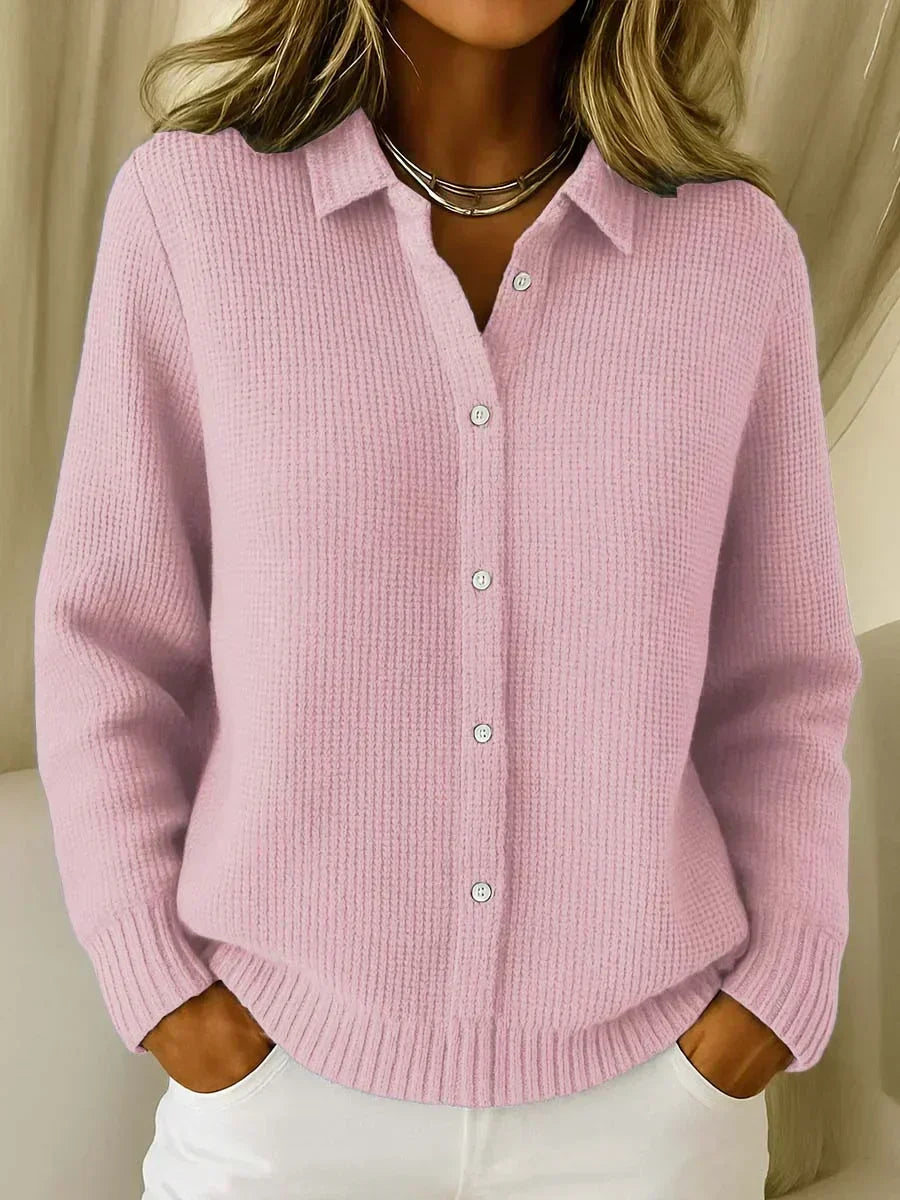 Getextureerd Gebreid Vest - Roze
