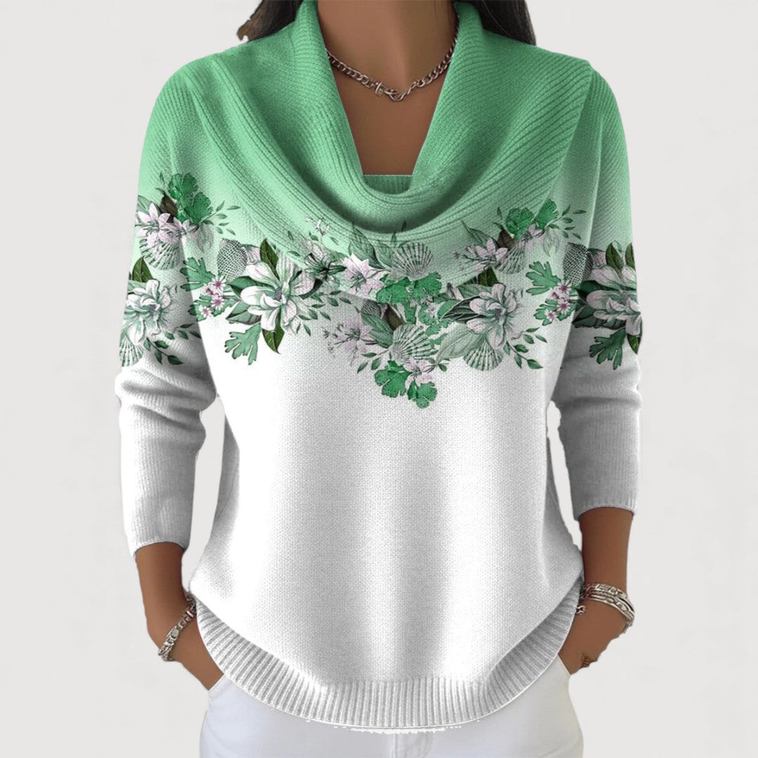 Bloementrui met Omslagkraag - Mintgroen