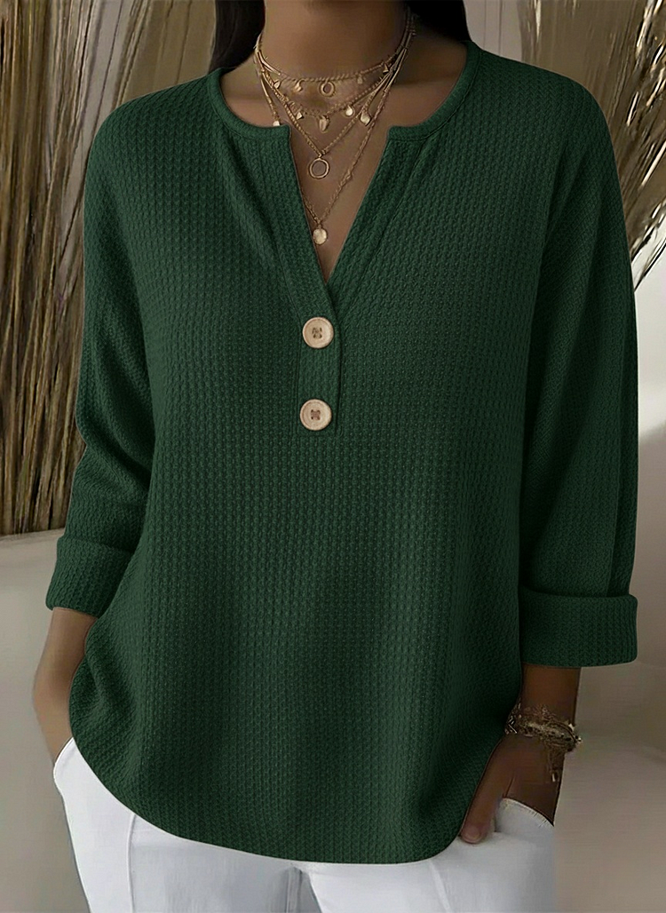 Henley Shirt Gofreerd - Groen