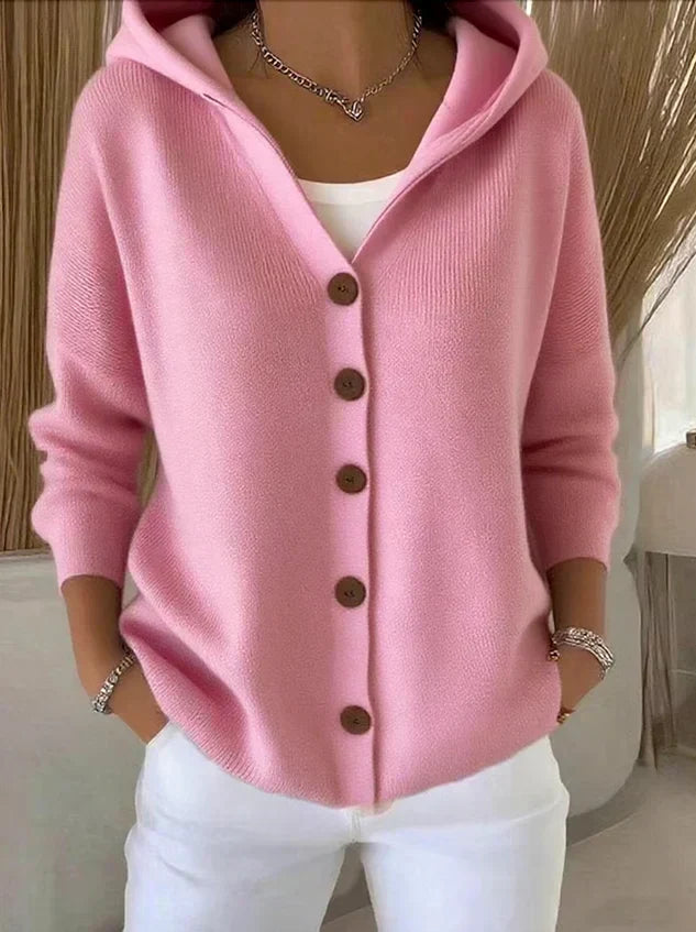 Gebreid Vest met Capuchon - Roze