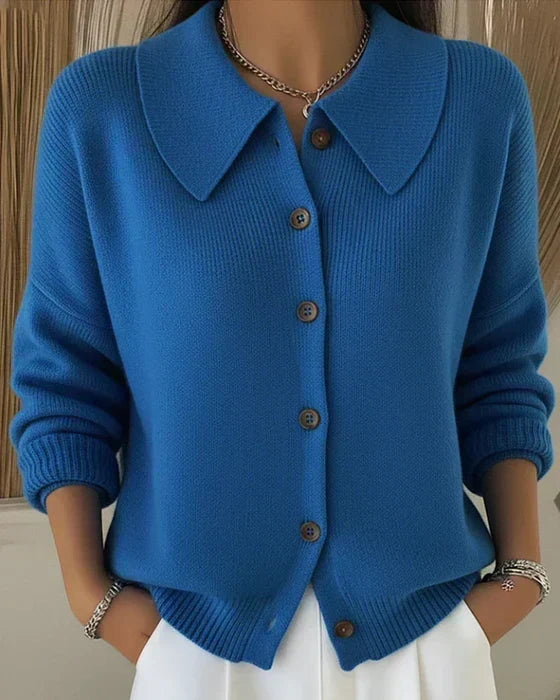 Gebreid Vest met Overhemdkraag - Blauw