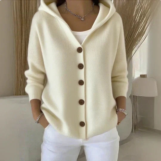Gebreid Vest met Capuchon - Beige