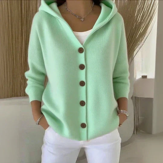 Gebreid Vest met Capuchon - Groen