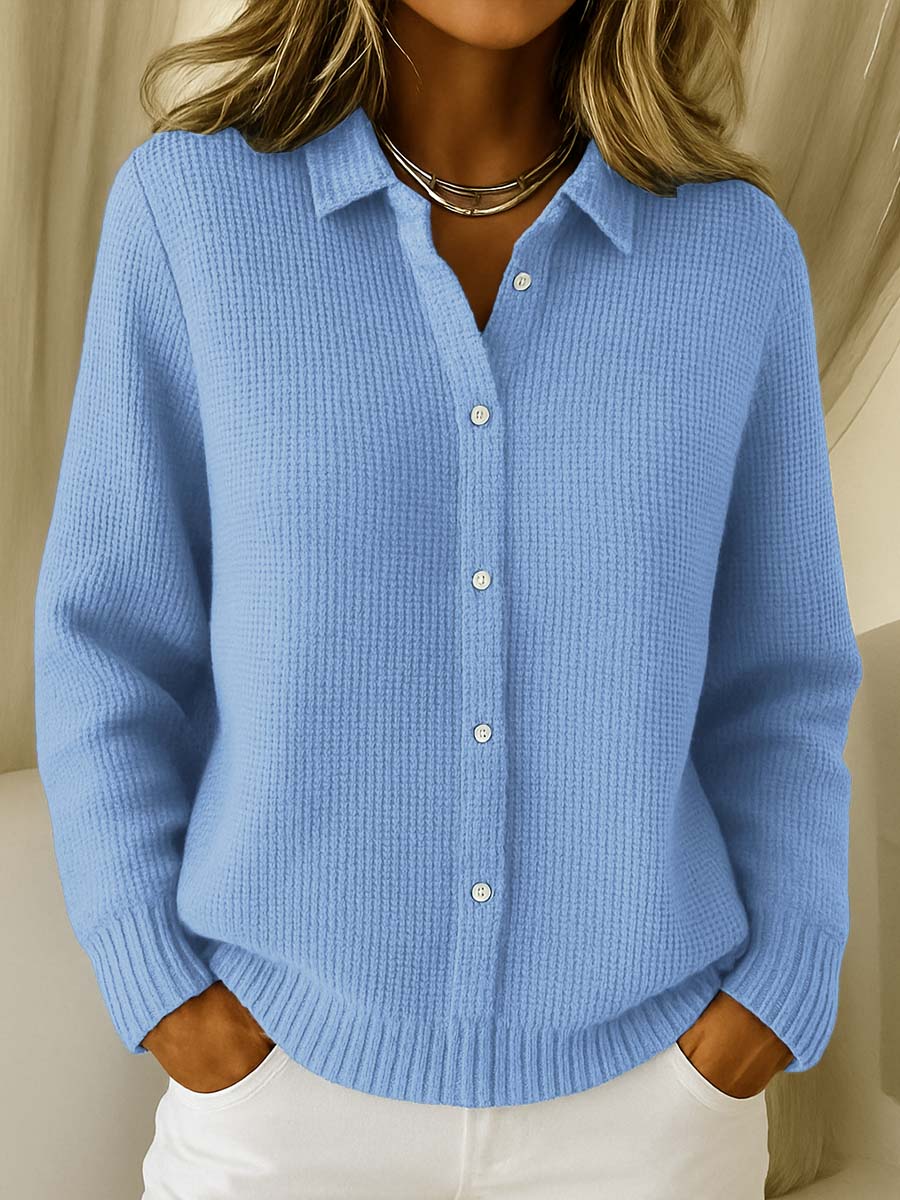 Getextureerd Gebreid Vest - Blauw