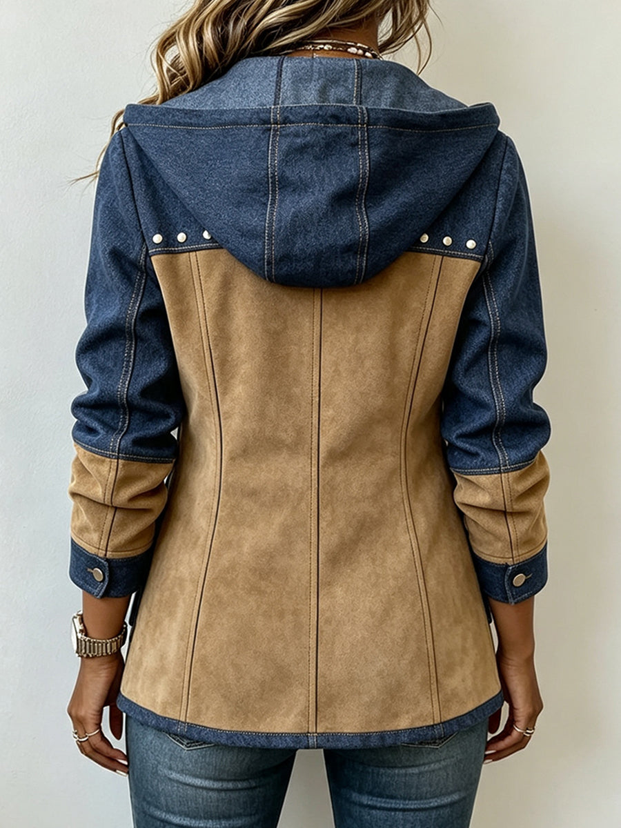 Jasje met Capuchon in Marineblauw en Camel - detail