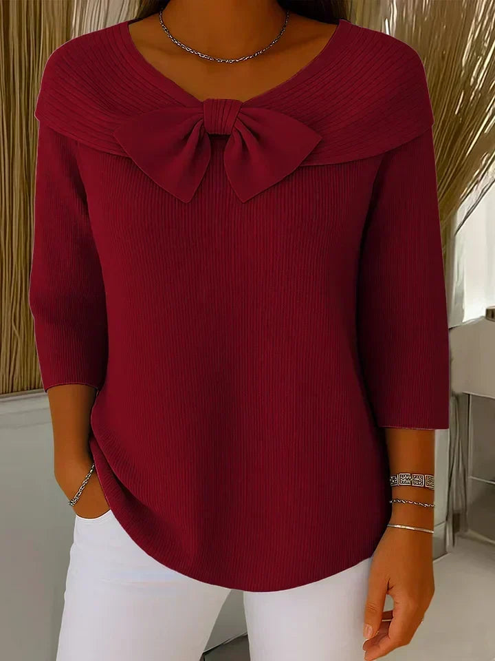 Trui met Strik en Ronde Kraag - Rood