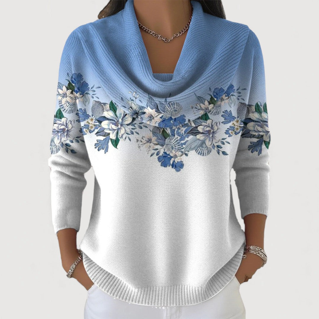 Bloementrui met Omslagkraag - Blauw