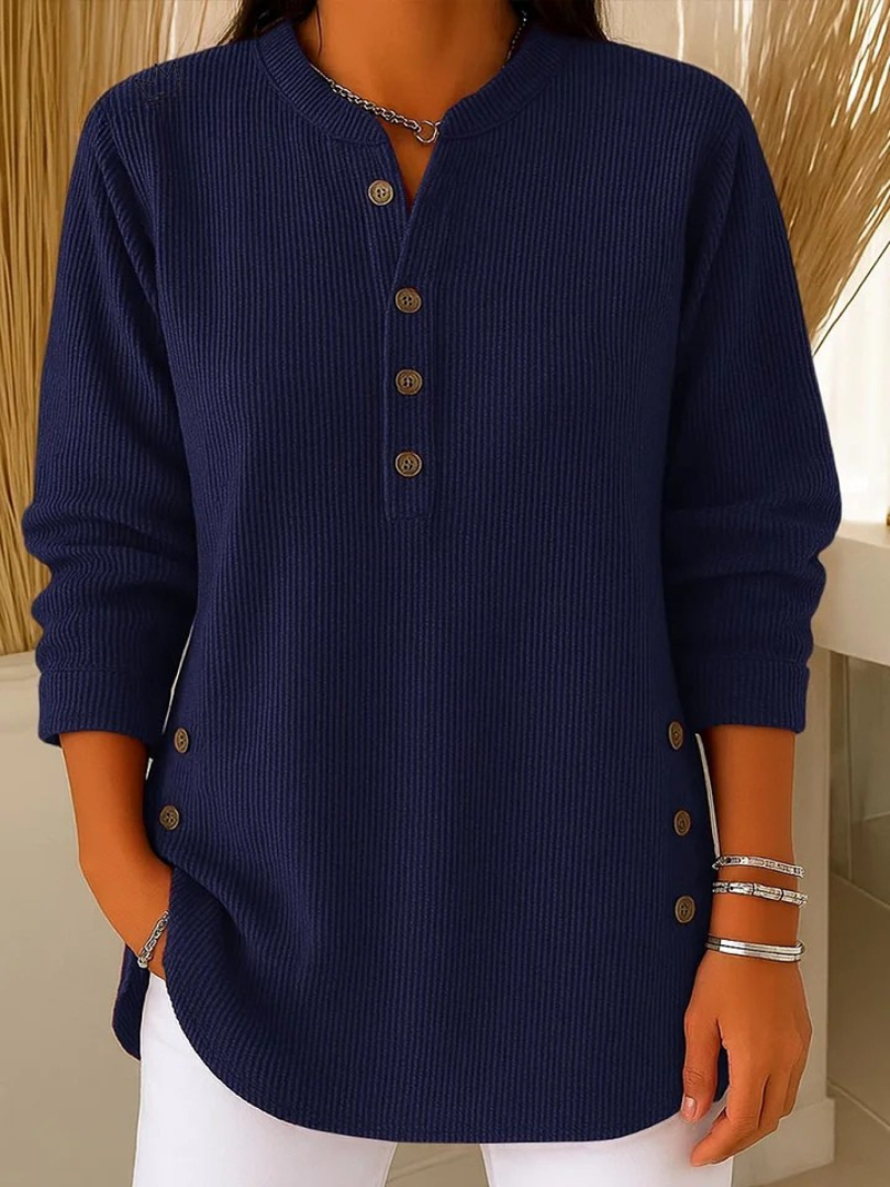 Henley Tuniek met Knopen - Marineblauw