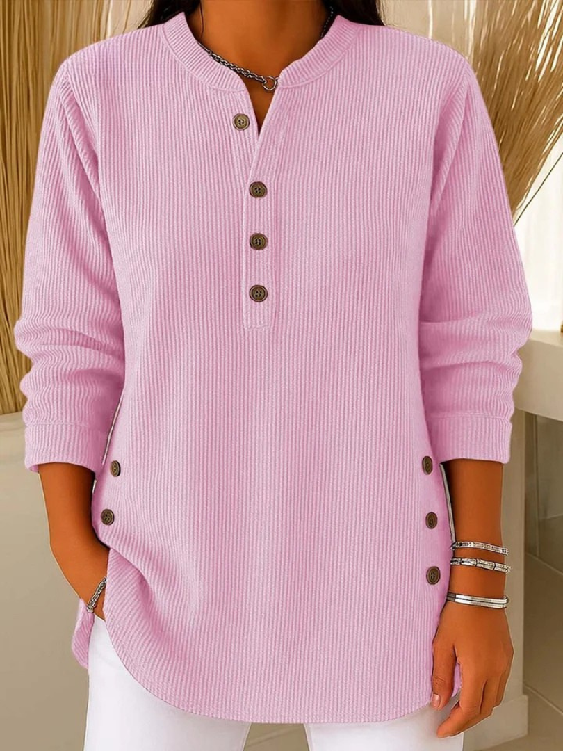 Henley Tuniek met Knopen - Zachtroze