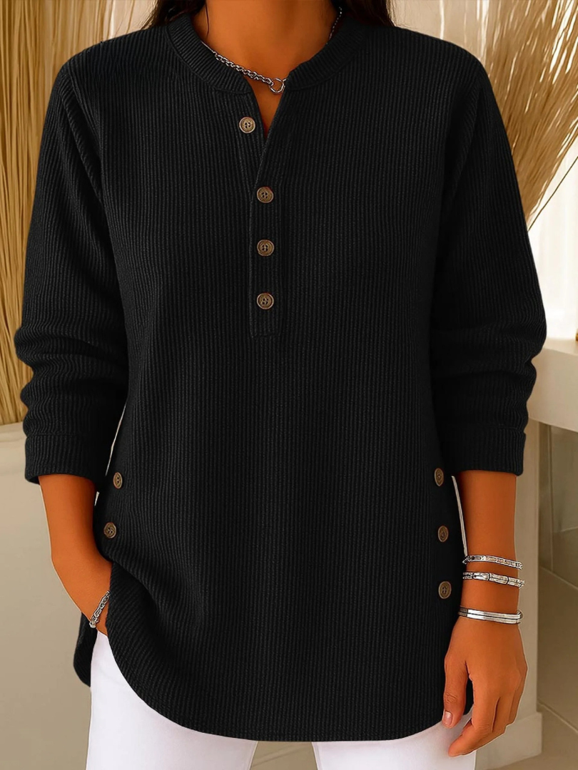 Henley Tuniek met Knopen - Zwart