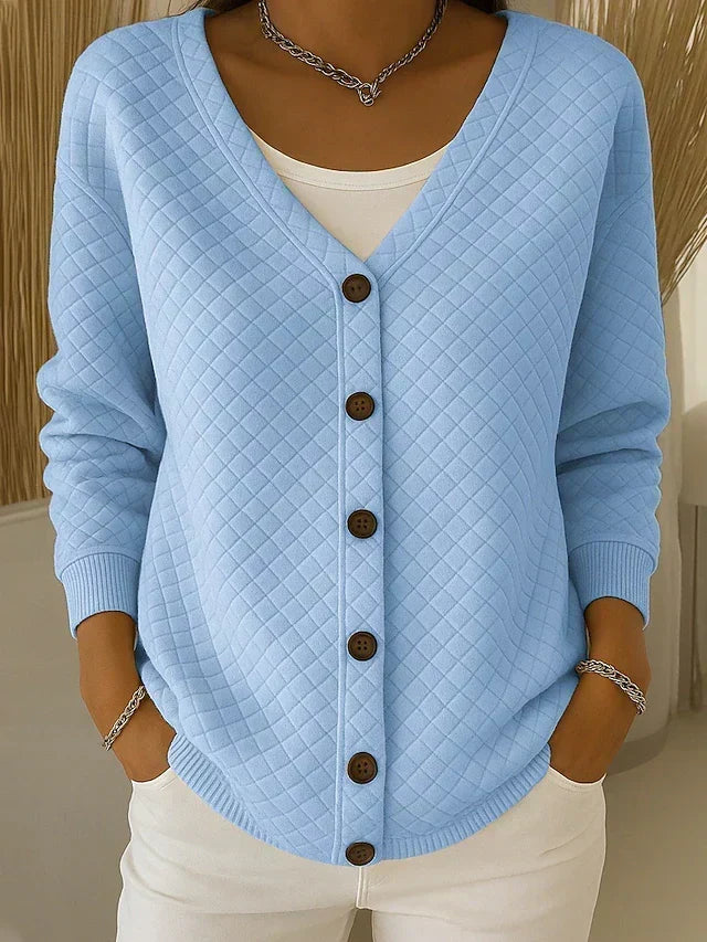 Gebreid Vest met Ruitstructuur - Blauw