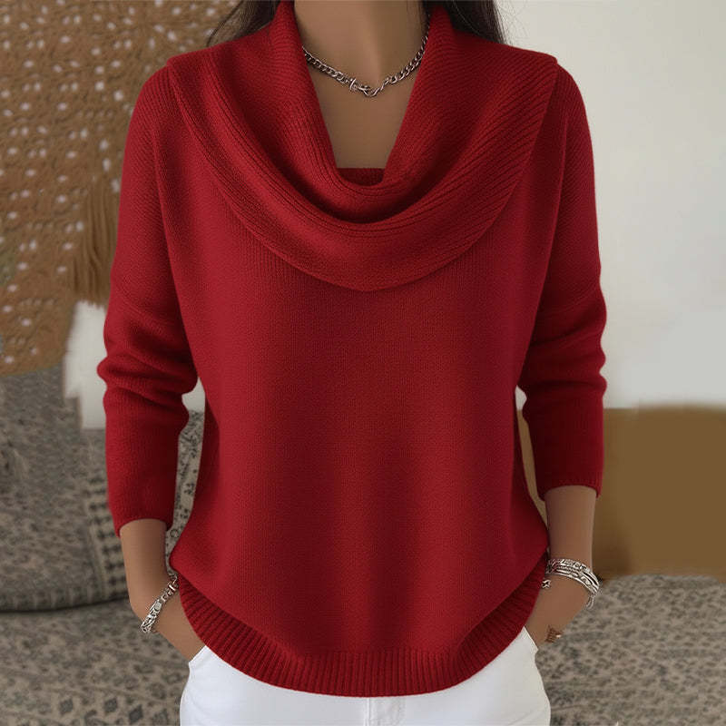 Trui met Gedrapeerde Kraag - Rood