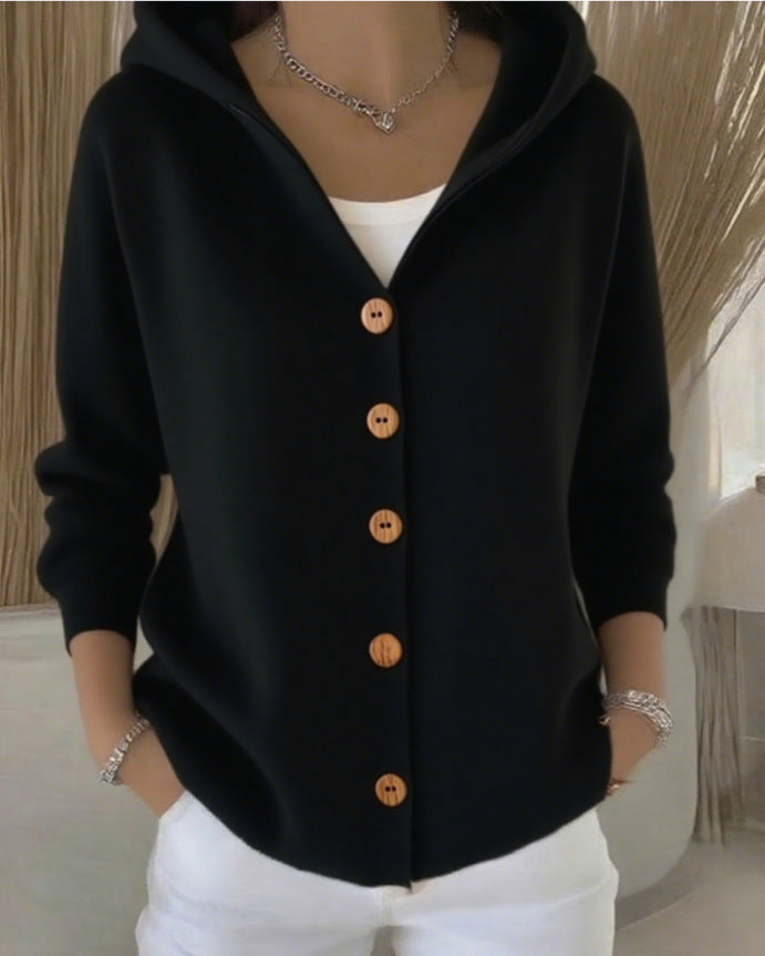 Gebreid Vest met Capuchon - Zwart