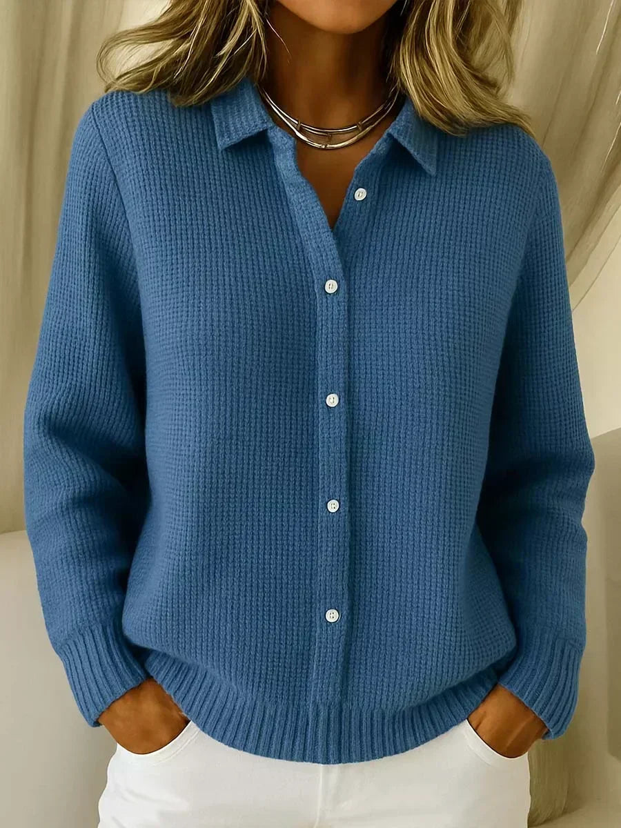 Getextureerd Gebreid Vest - Donkerblauw