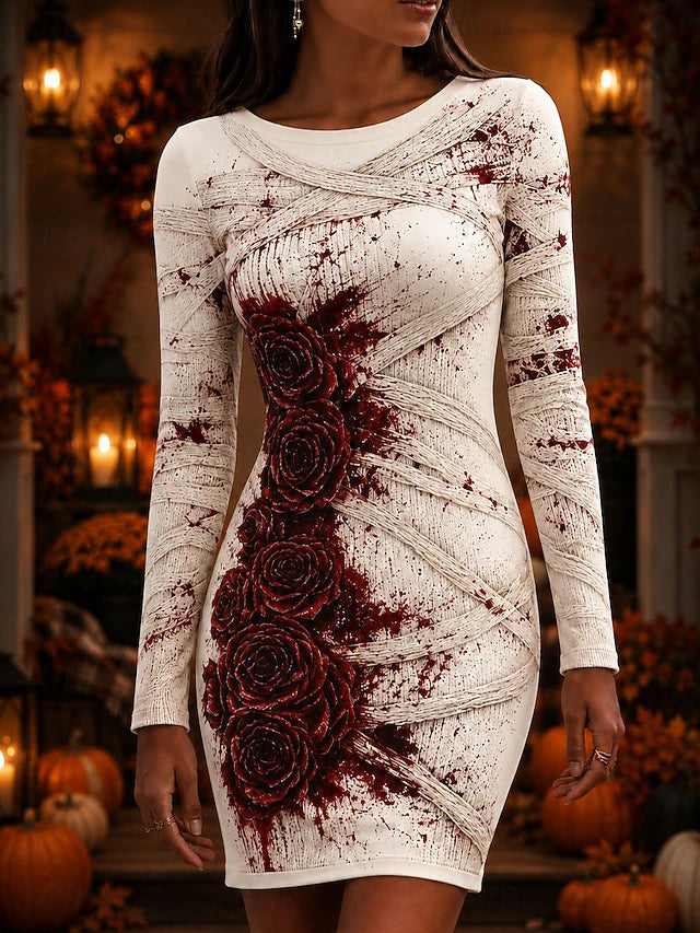 Witte jurk met rode rozen