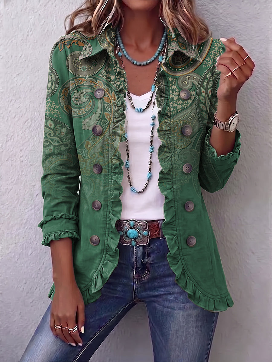 Paisley Jasje in Groen met Volants