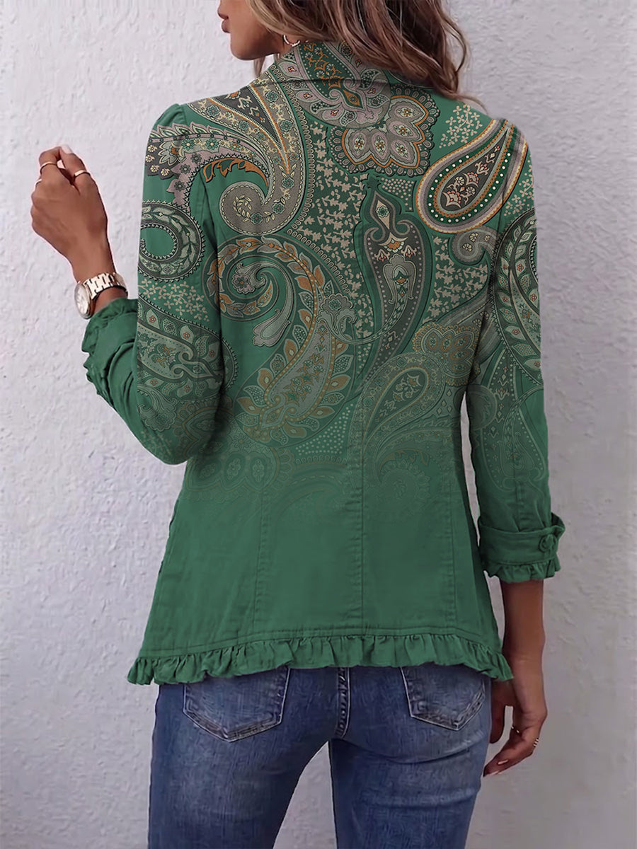 Paisley Jasje in Groen met Volants