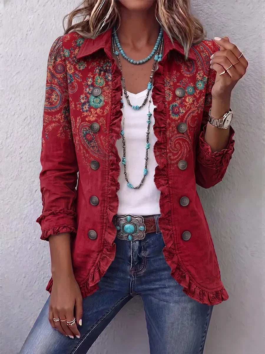 Paisley Jasje in Rood met Volants