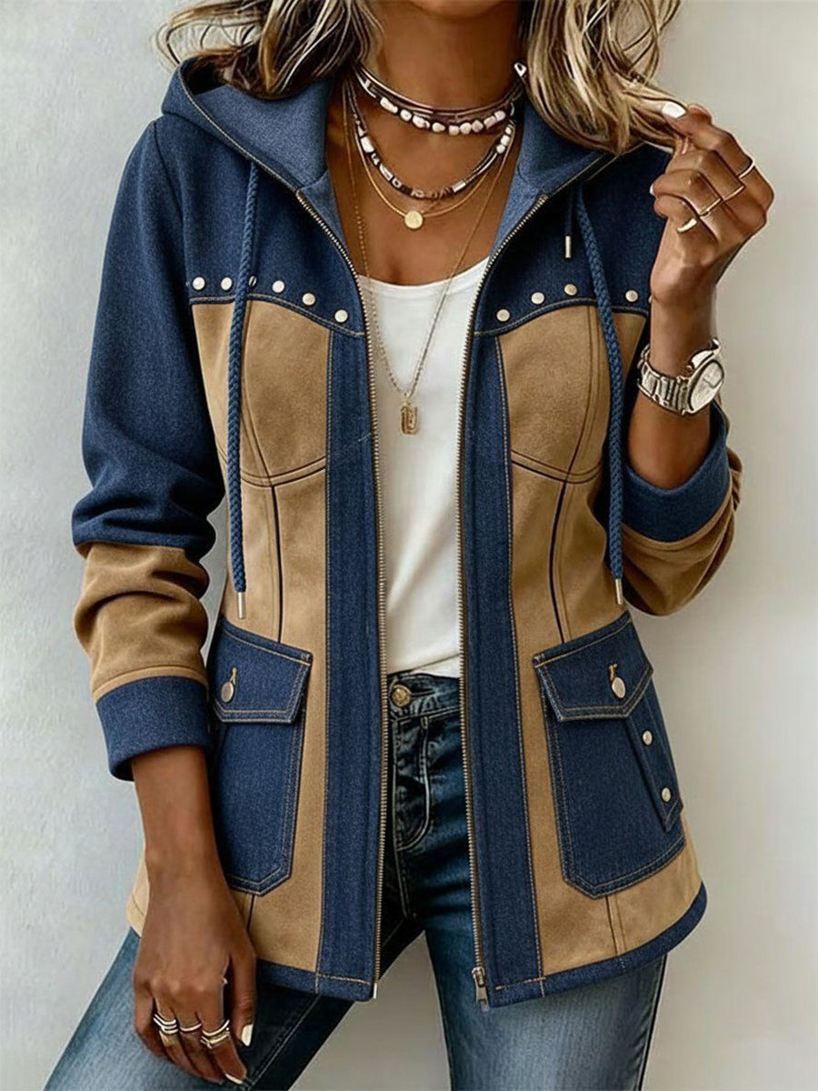 Jasje met Capuchon in Marineblauw en Camel